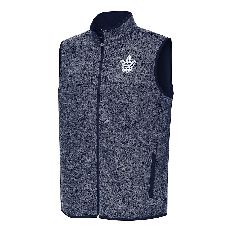 Men's Antigua Heather Navy Toronto Maple Leafs Fortune Full-Zip Vest