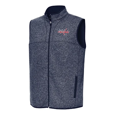 Men's Antigua Heather Navy Washington Capitals Fortune Full-Zip Vest