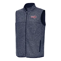 Men's Antigua Heather Navy Washington Capitals Fortune Full-Zip Vest