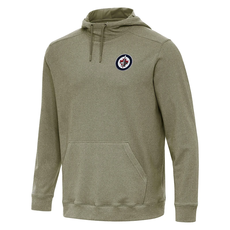 Men's Antigua Olive Winnipeg Jets Cloud Pullover Hoodie