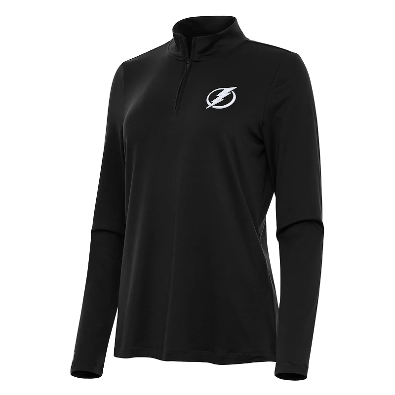 Women's Antigua Black Tampa Bay Lightning Reprocess Quarter-Zip Top