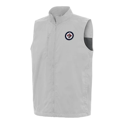 Men's Antigua  Heather Gray Winnipeg Jets Brisk Full-Zip Vest