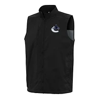 Men's Antigua  Black Vancouver Canucks Brisk Full-Zip Vest