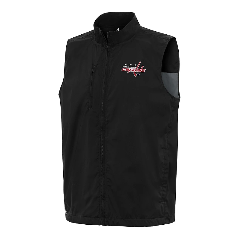 Men's Antigua Black Washington Capitals Brisk Full-Zip Vest