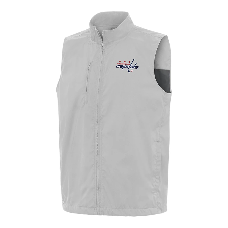 Men's Antigua  Heather Gray Washington Capitals Brisk Full-Zip Vest