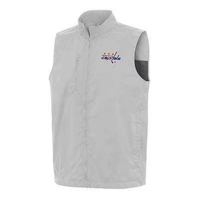 Men's Antigua  Heather Gray Washington Capitals Brisk Full-Zip Vest