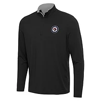 Men's Antigua Black/Gray Winnipeg Jets Content Quarter-Zip Pullover Top