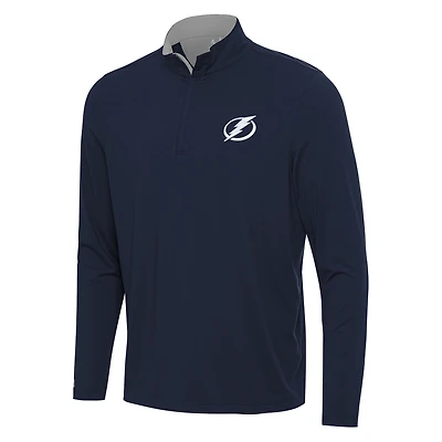 Men's Antigua Navy/Gray Tampa Bay Lightning Content Quarter-Zip Pullover Top
