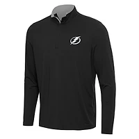 Men's Antigua Black/Gray Tampa Bay Lightning Content Quarter-Zip Pullover Top