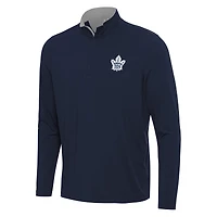 Men's Antigua Navy/Gray Toronto Maple Leafs Content Quarter-Zip Pullover Top