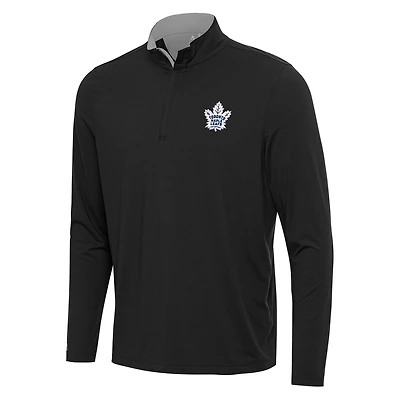 Men's Antigua Black/Gray Toronto Maple Leafs Content Quarter-Zip Pullover Top