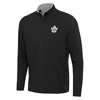 Men's Antigua Black/Gray Toronto Maple Leafs Content Quarter-Zip Pullover Top