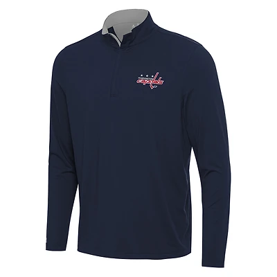 Men's Antigua Navy/Gray Washington Capitals Content Quarter-Zip Pullover Top