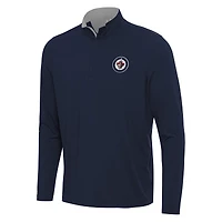 Men's Antigua Navy/Gray Winnipeg Jets Content Quarter-Zip Pullover Top