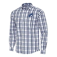 Men's Antigua  Navy/Gray Tampa Bay Lightning Tending 2 Button-Down Long Sleeve Shirt