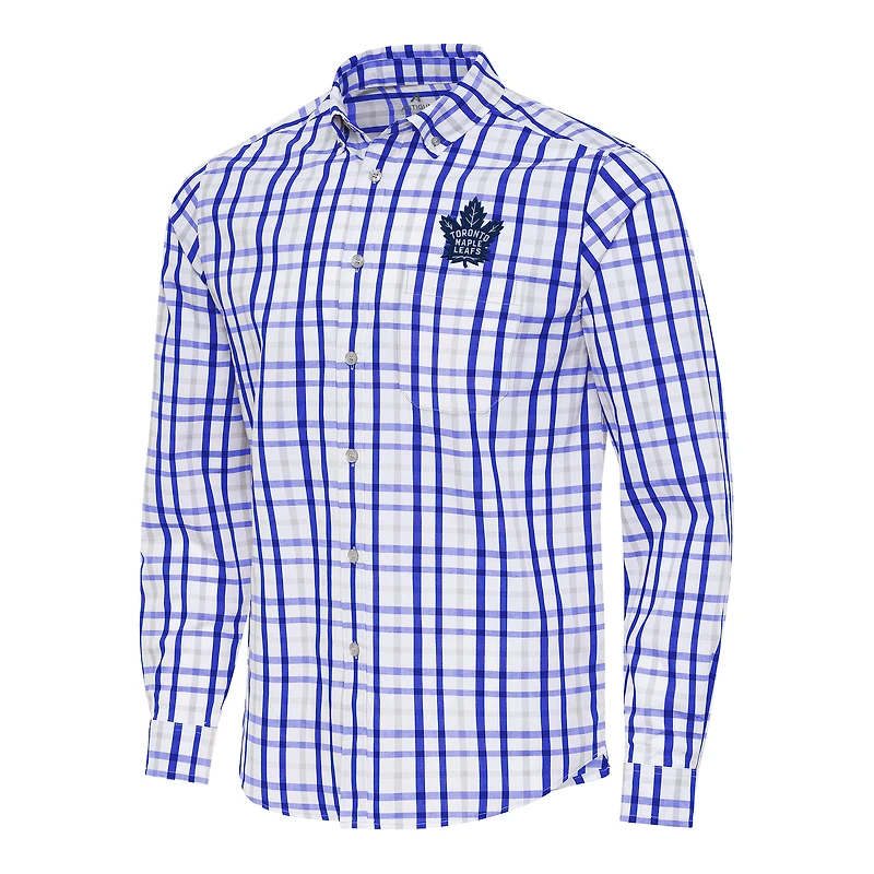 Men's Antigua  Blue/Gray Toronto Maple Leafs Tending 2 Button-Down Long Sleeve Shirt