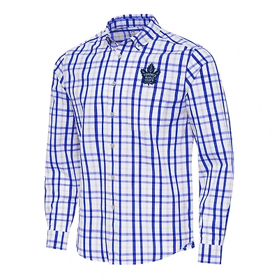 Men's Antigua  Blue/Gray Toronto Maple Leafs Tending 2 Button-Down Long Sleeve Shirt