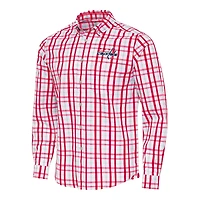 Men's Antigua  Red/Gray Washington Capitals Tending 2 Button-Down Long Sleeve Shirt