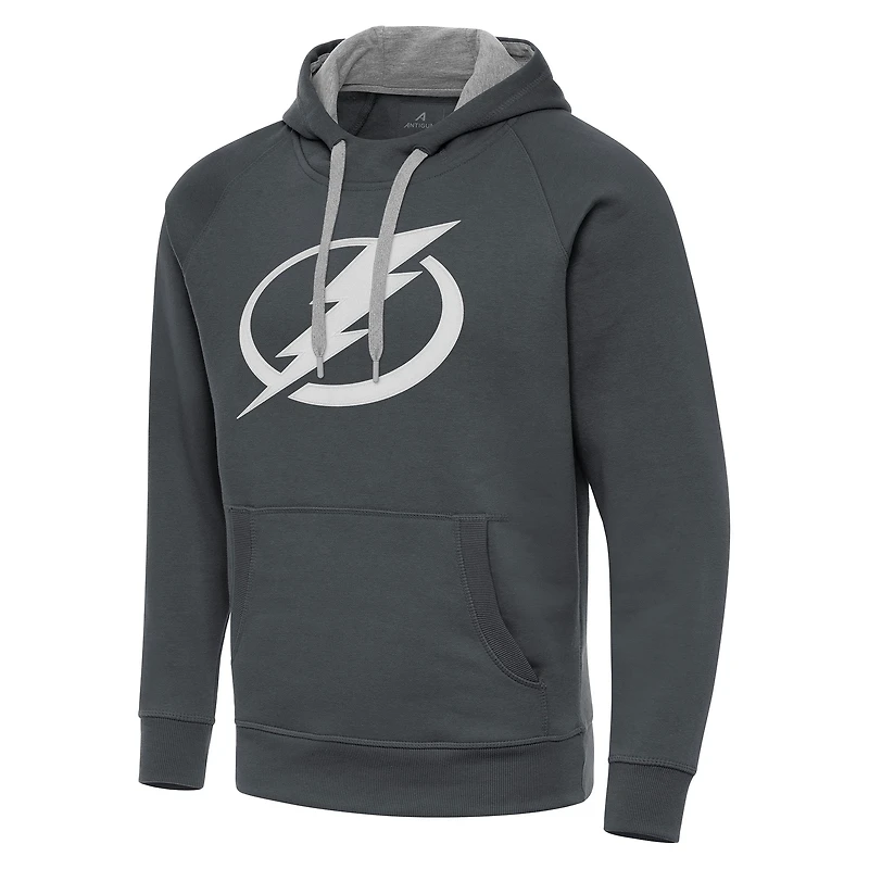 Men's Antigua Charcoal Tampa Bay Lightning Big & Tall Victory Pullover Hoodie