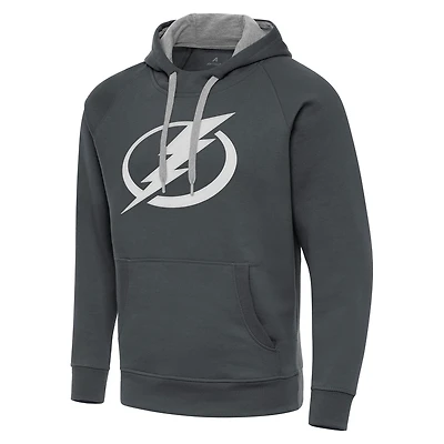 Men's Antigua Charcoal Tampa Bay Lightning Big & Tall Victory Pullover Hoodie