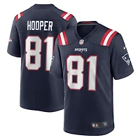 Men's Nike Austin Hooper  Navy New England Patriots  Game Jersey