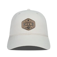 Men's Levelwear  Cream Minnesota Wild Faux Leather Patch Unstructured Adjustable Hat