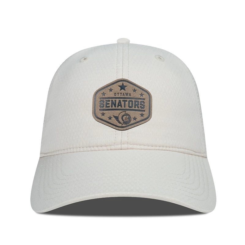 Men's Levelwear  Cream Ottawa Senators Faux Leather Patch Unstructured Adjustable Hat