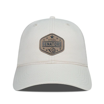 Men's Levelwear  Cream Ottawa Senators Faux Leather Patch Unstructured Adjustable Hat