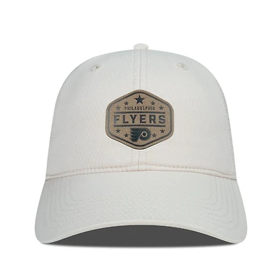 Men's Levelwear  Cream Philadelphia Flyers Faux Leather Patch Unstructured Adjustable Hat