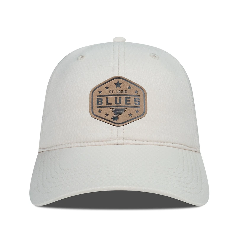 Men's Levelwear Cream St. Louis Blues Faux Leather Patch Unstructured Adjustable Hat