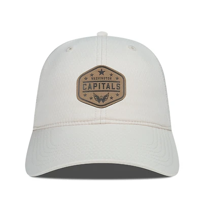 Men's Levelwear  Cream Washington Capitals Faux Leather Patch Unstructured Adjustable Hat