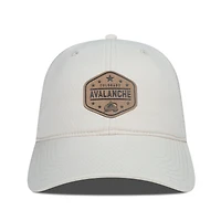 Men's Levelwear  Cream Colorado Avalanche Faux Leather Patch Unstructured Adjustable Hat