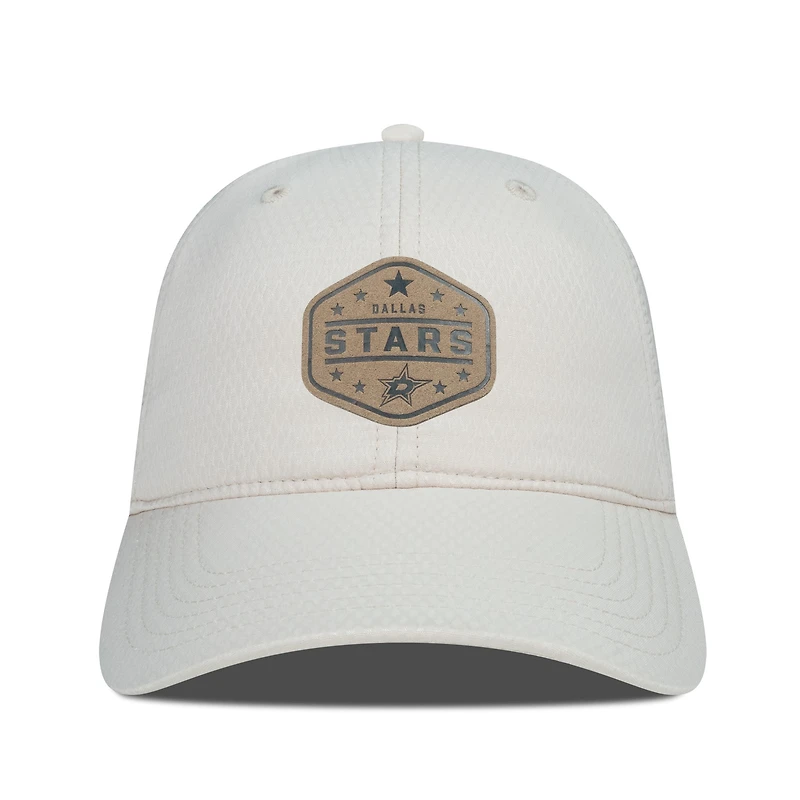 Men's Levelwear  Cream Dallas Stars Faux Leather Patch Unstructured Adjustable Hat