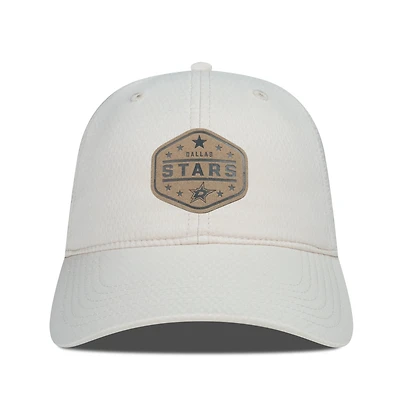 Men's Levelwear  Cream Dallas Stars Faux Leather Patch Unstructured Adjustable Hat