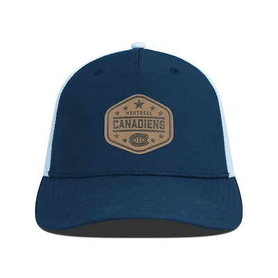 Men's Levelwear  Navy Montreal Canadiens Faux Leather Patch Structured Adjustable Hat