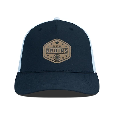 Men's Levelwear  Black Boston Bruins Faux Leather Patch Structured Adjustable Hat