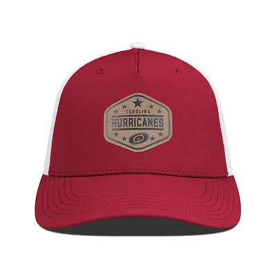 Men's Levelwear  Red Carolina Hurricanes Faux Leather Patch Structured Adjustable Hat