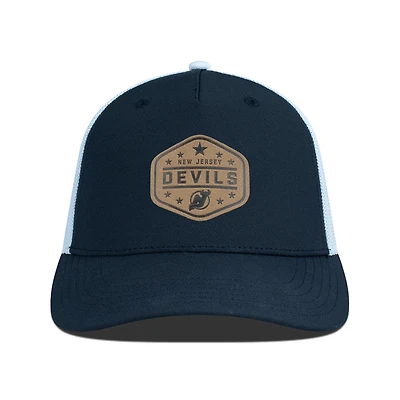 Men's Levelwear  Black New Jersey Devils Faux Leather Patch Structured Adjustable Hat