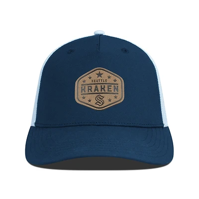 Men's Levelwear  Navy Seattle Kraken Faux Leather Patch Structured Adjustable Hat