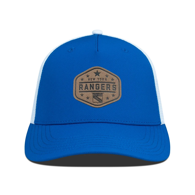 Men's Levelwear Blue New York Rangers Faux Leather Patch Structured Adjustable Hat