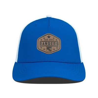 Men's Levelwear  Blue New York Rangers Faux Leather Patch Structured Adjustable Hat