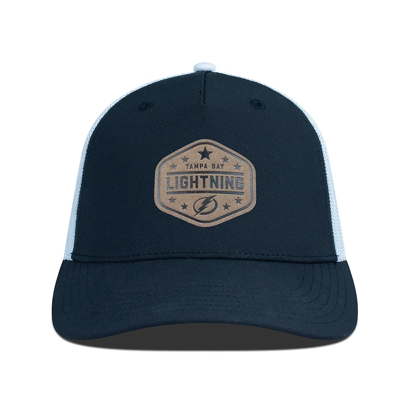Men's Levelwear  Black Tampa Bay Lightning Faux Leather Patch Structured Adjustable Hat