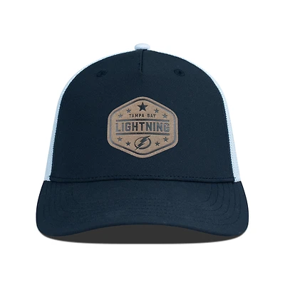 Men's Levelwear  Black Tampa Bay Lightning Faux Leather Patch Structured Adjustable Hat