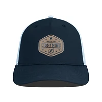 Men's Levelwear  Black Tampa Bay Lightning Faux Leather Patch Structured Adjustable Hat