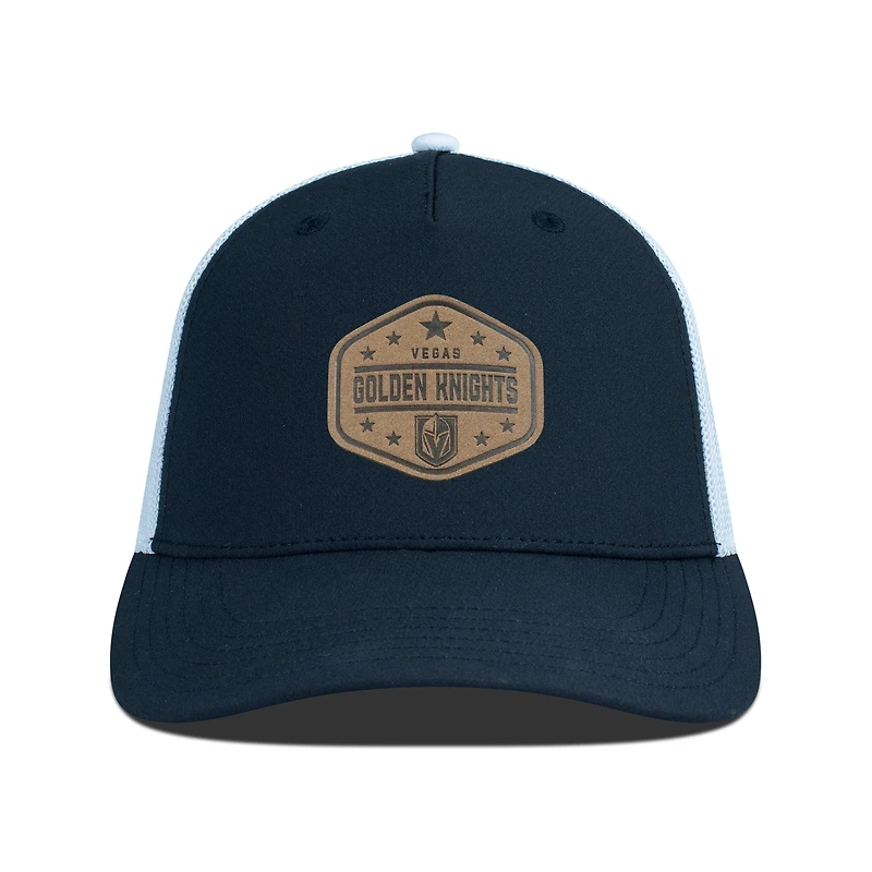 Men's Levelwear  Black Vegas Golden Knights Faux Leather Patch Structured Adjustable Hat