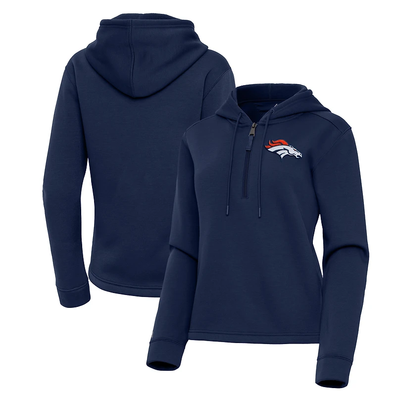 Women's Antigua Navy Denver Broncos Contemporary Quarter-Zip Hoodie