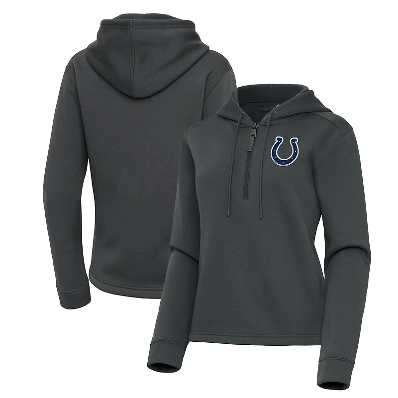 Women's Antigua  Pewter Indianapolis Colts Contemporary Quarter-Zip Hoodie