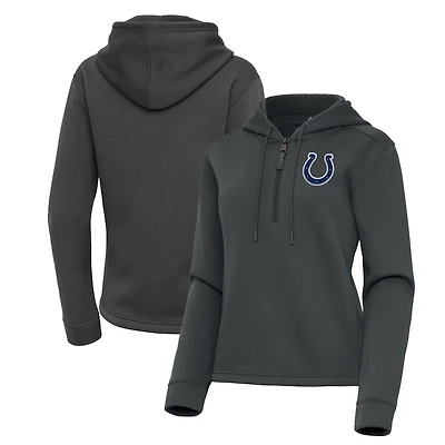 Women's Antigua Pewter Indianapolis Colts Contemporary Quarter-Zip Hoodie