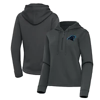 Women's Antigua  Pewter Carolina Panthers Contemporary Quarter-Zip Hoodie