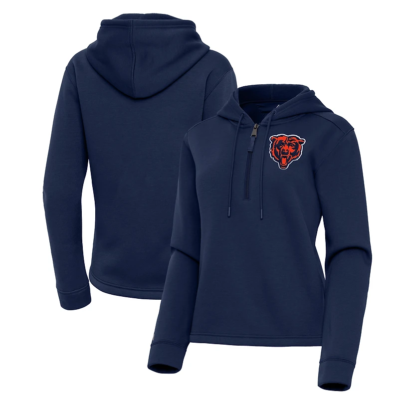 Women's Antigua Navy Chicago Bears Contemporary Quarter-Zip Hoodie